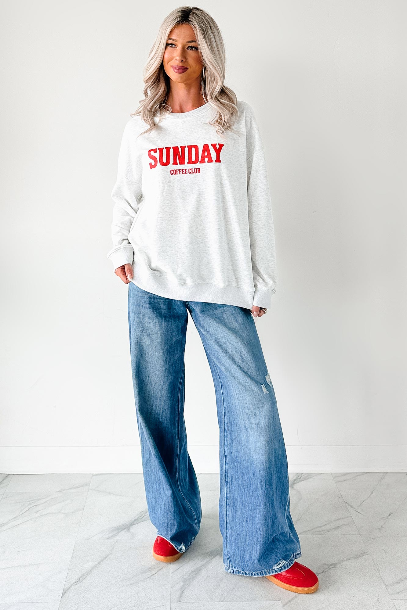 "Sunday Coffee Club" Graphic Sweatshirt (Heather Grey)