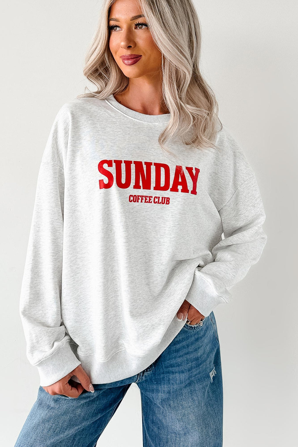"Sunday Coffee Club" Graphic Sweatshirt (Heather Grey)