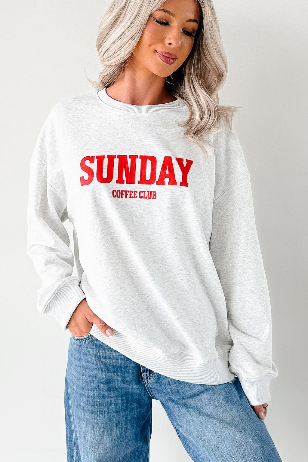 "Sunday Coffee Club" Graphic Sweatshirt (Heather Grey)