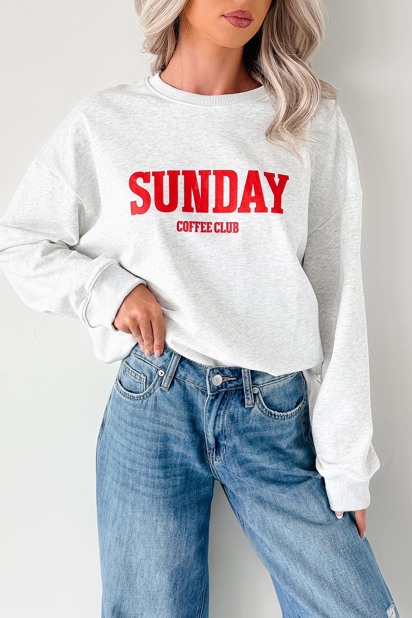 "Sunday Coffee Club" Graphic Sweatshirt (Heather Grey)