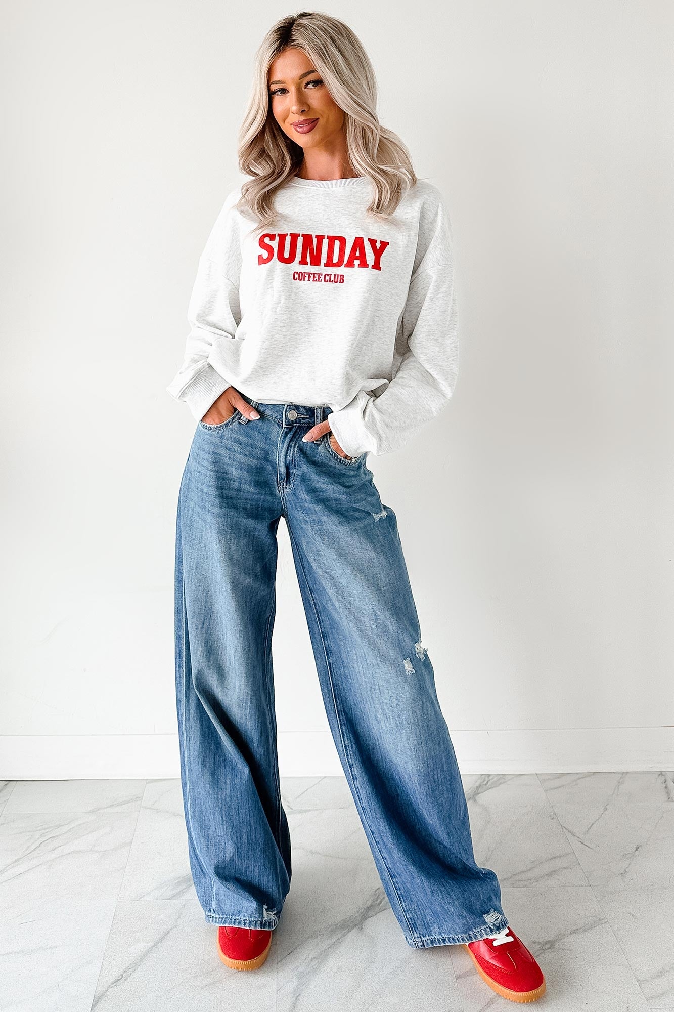 "Sunday Coffee Club" Graphic Sweatshirt (Heather Grey)