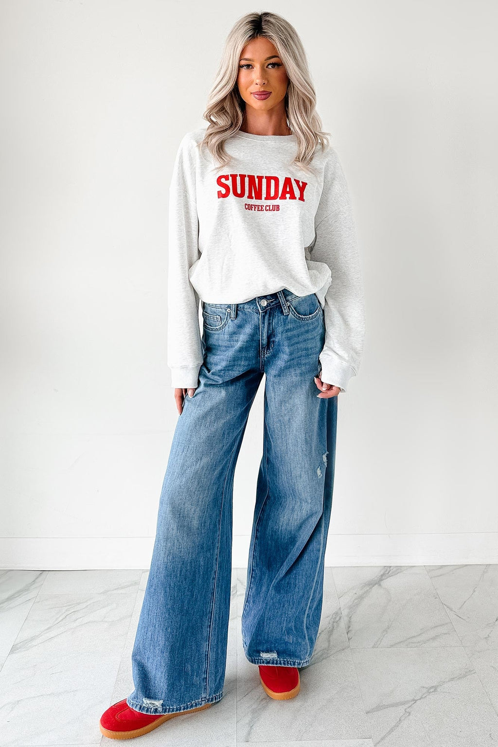 "Sunday Coffee Club" Graphic Sweatshirt (Heather Grey)