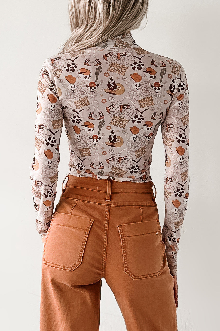 "Howdy Witch" NM Original Mesh Mock Neck Bodysuit (Howdy Witch)