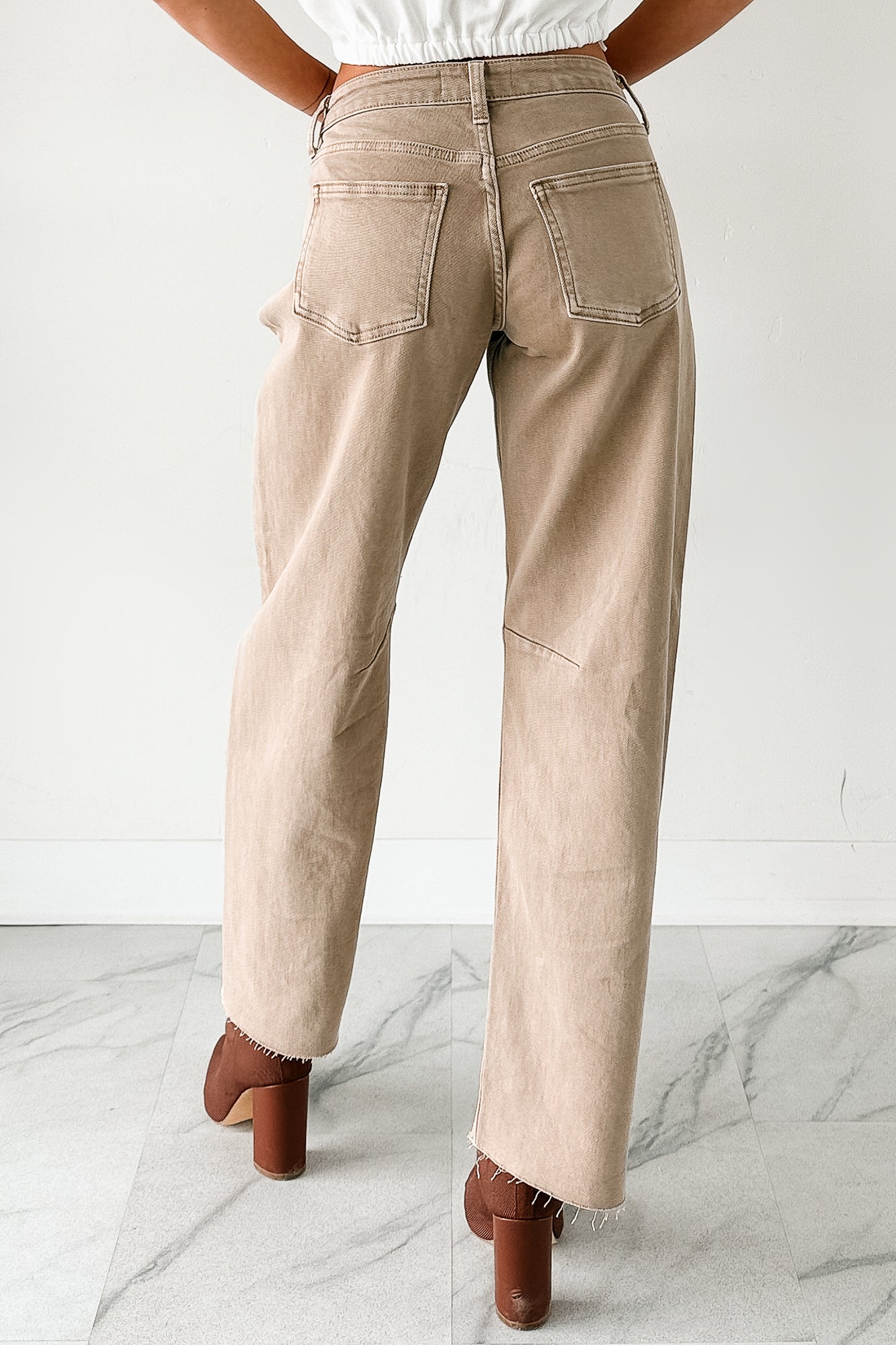 Always Next To Me Mid Rise Barrel Jeans (Vintage Khaki)