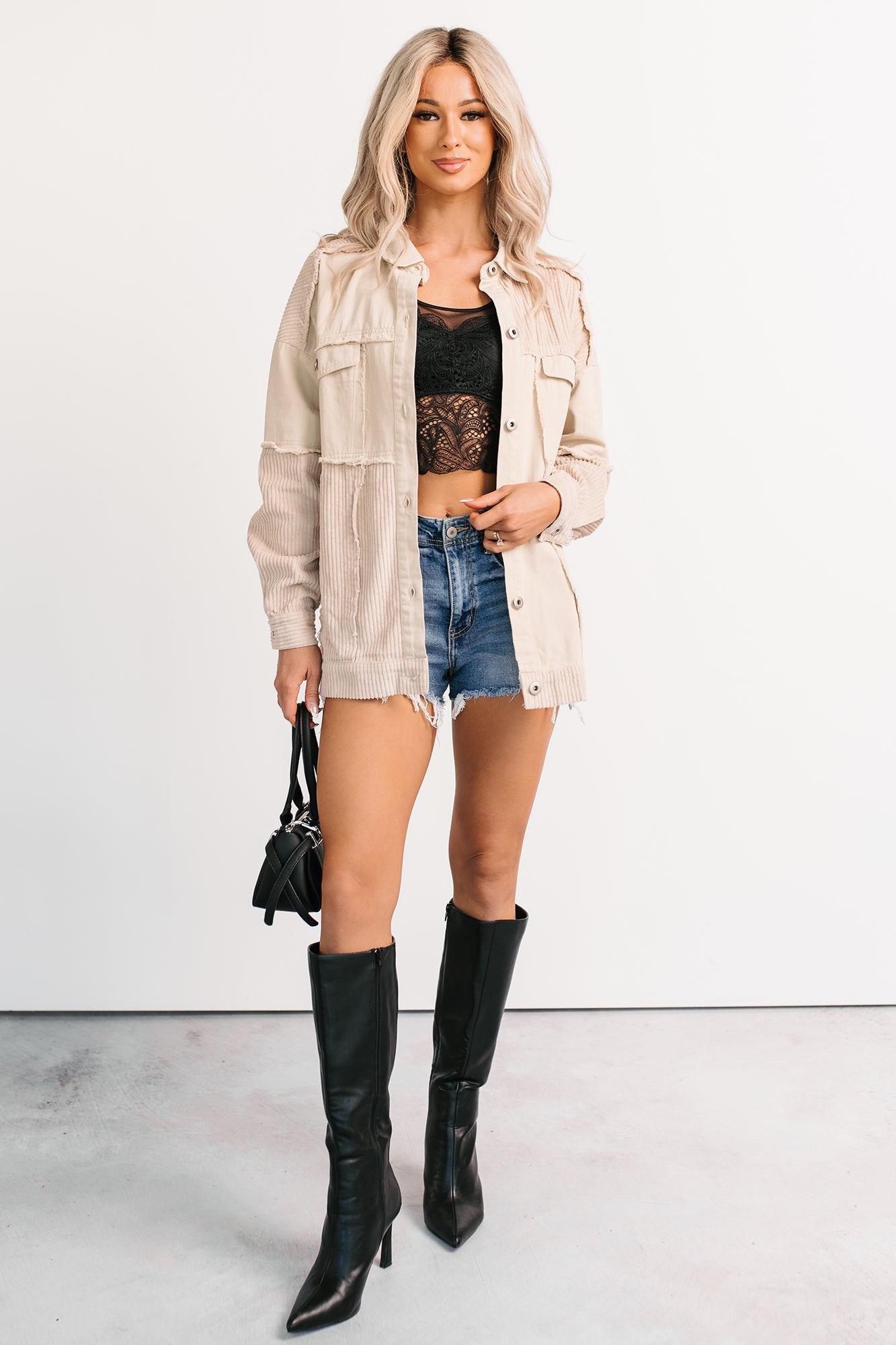 Always Luminous Patchwork Denim Jacket (Ecru)