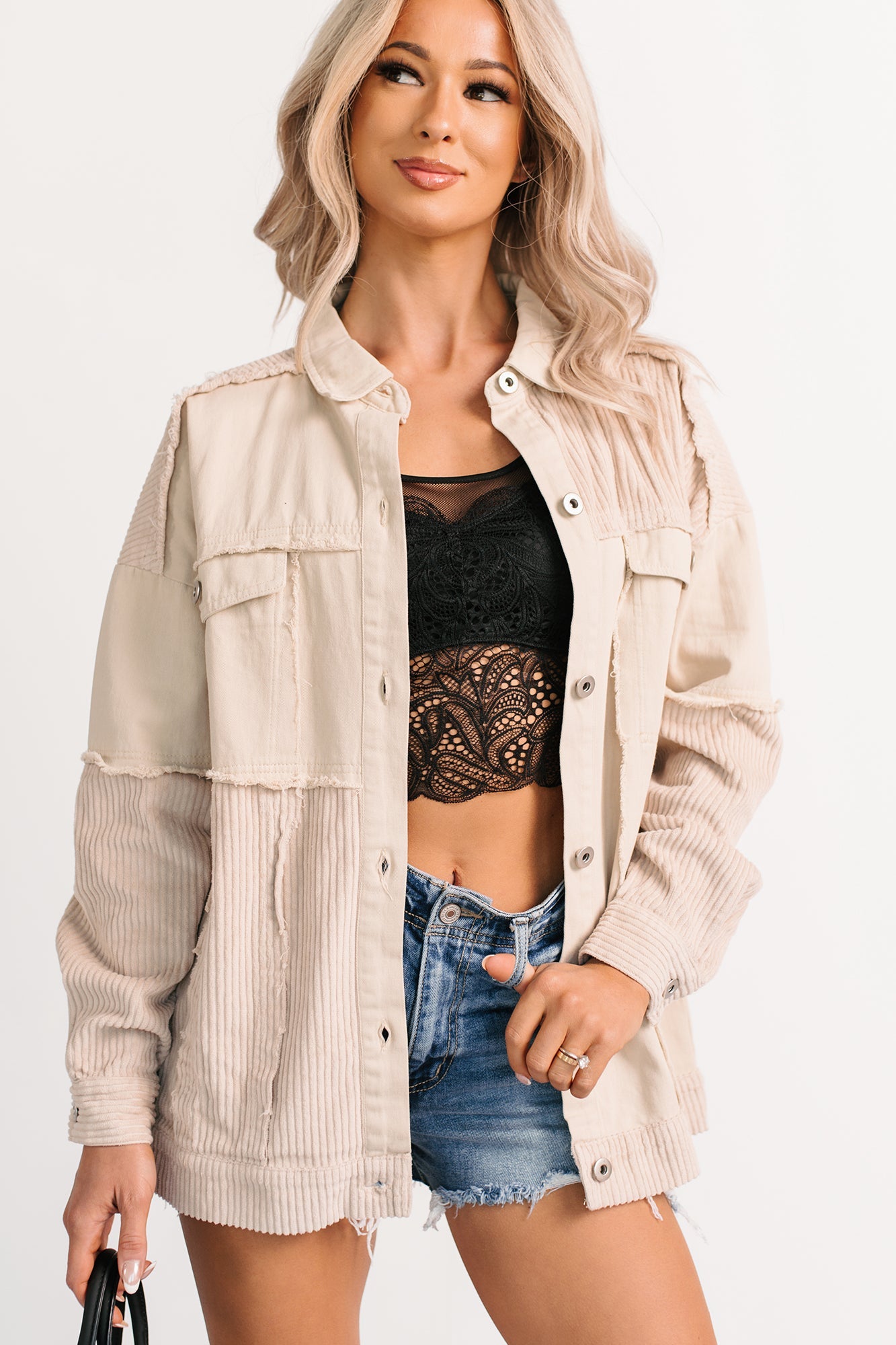 Always Luminous Patchwork Denim Jacket (Ecru)