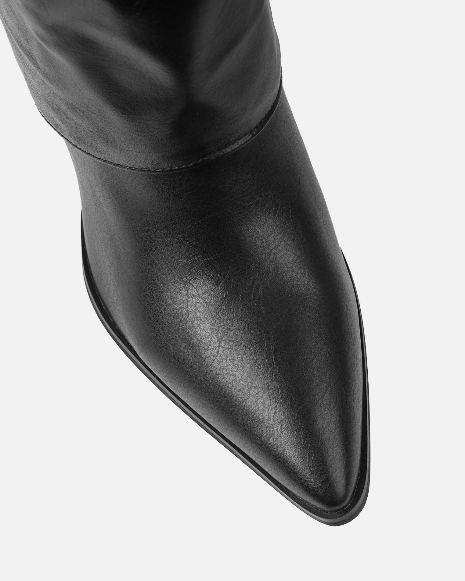 Tamiar Black Fold Over Block Heeled Knee High Boots