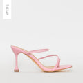 Jada Wide Fit Pink Snake Print Strappy Midi Heel Mules