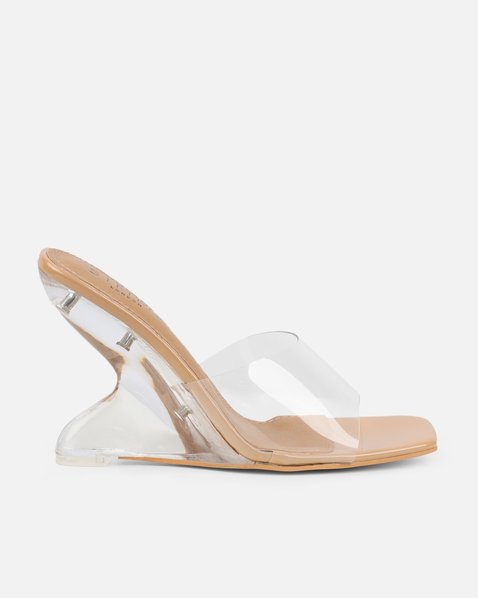 Jaycinda Nude Clear Wedge Sandals