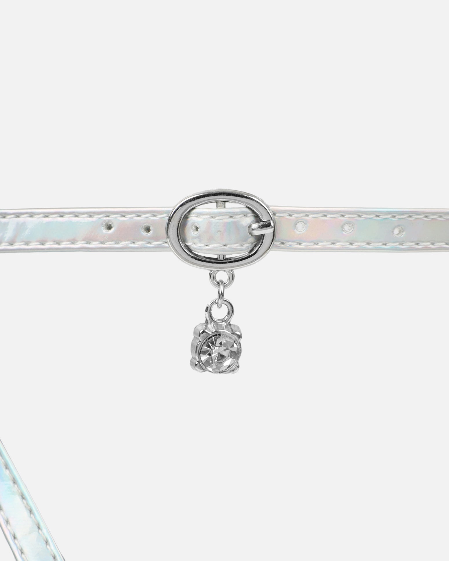 Jazzlyn Clear Silver Iridescent Diamante Mid Heeled Court Shoes