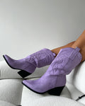 Jacob Lilac Faux Suede Calf Western Boots
