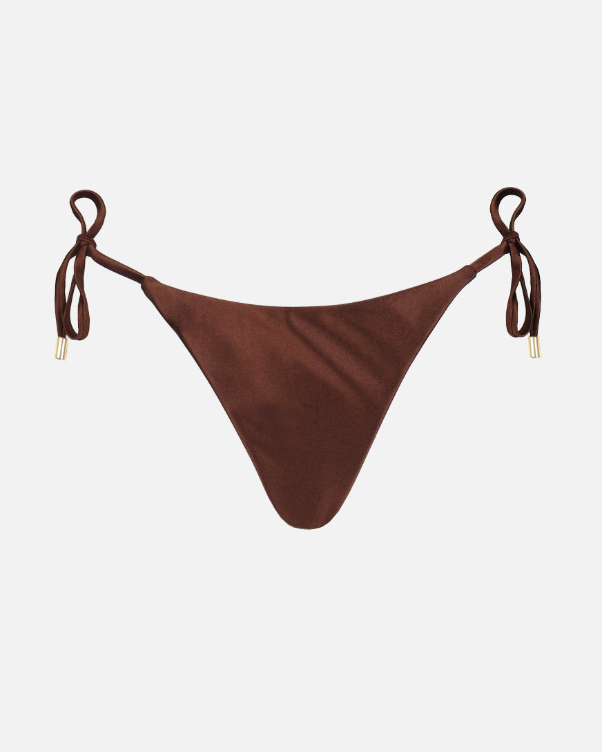 Alor Chocolate Satin Tie Waist Bikini Bottoms