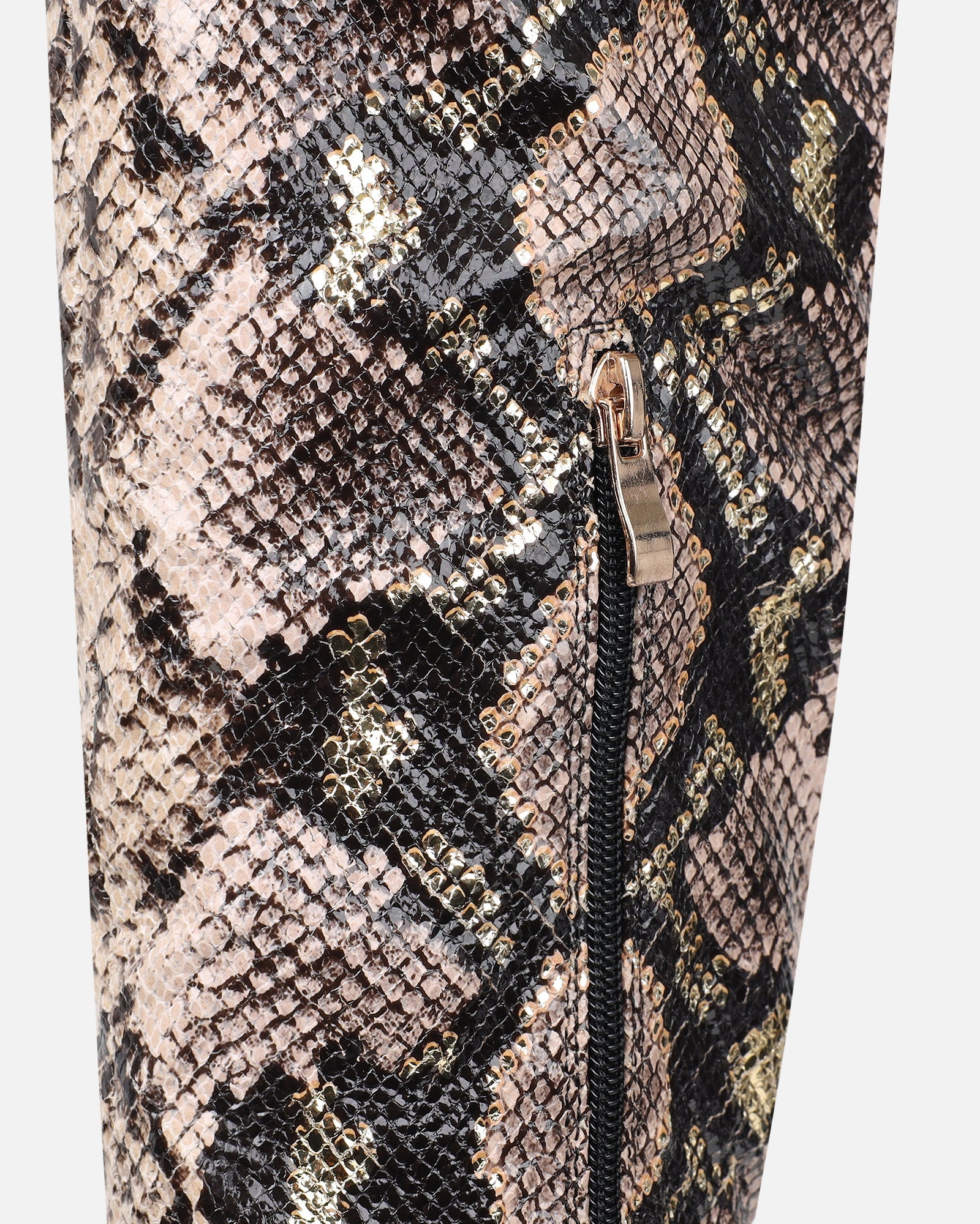 Bentoni Beige Snake Effect Knee Boots
