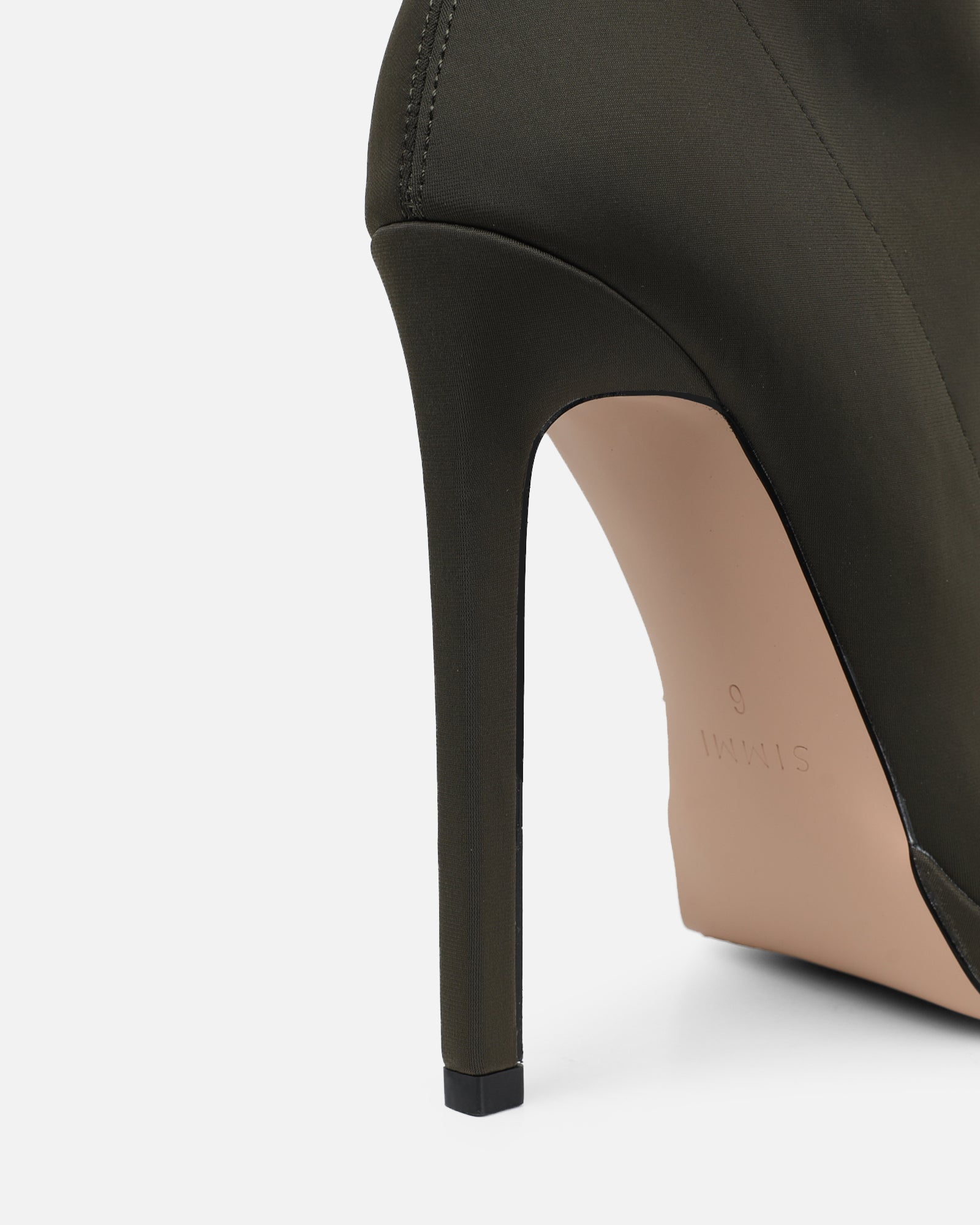 Lewin Khaki Stretch Stiletto Sock Boots