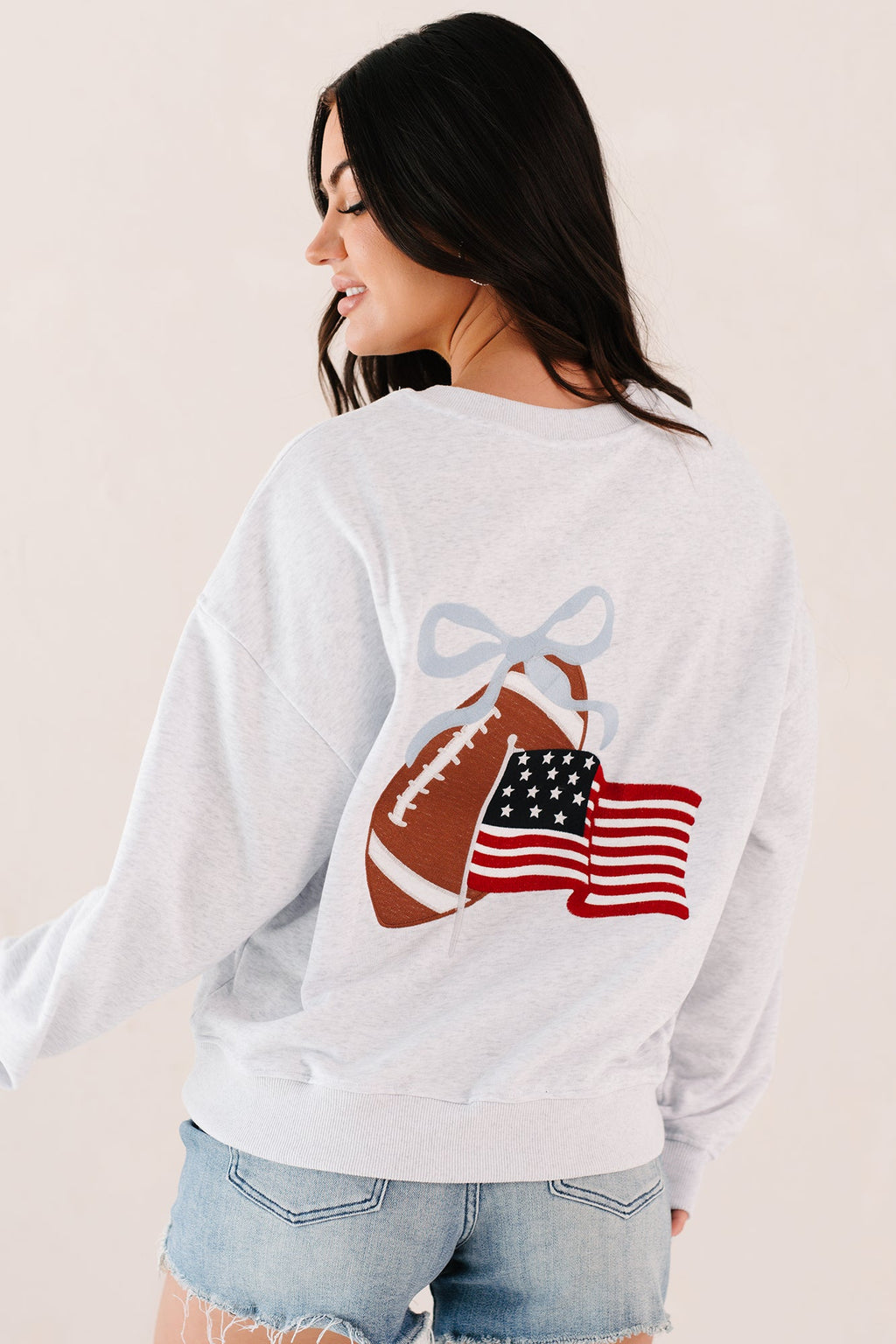 "Game Day" Embroidered Sweatshirt (Light Grey)