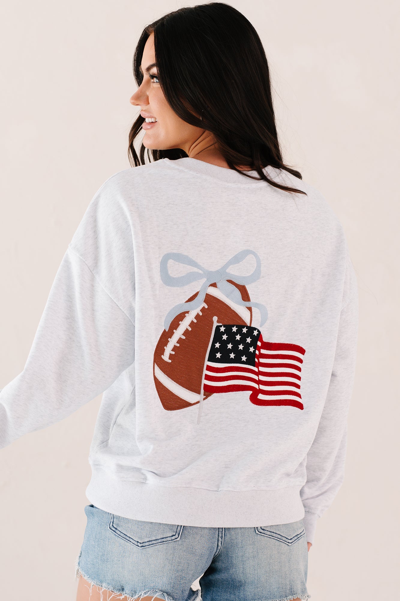 "Game Day" Embroidered Sweatshirt (Light Grey)