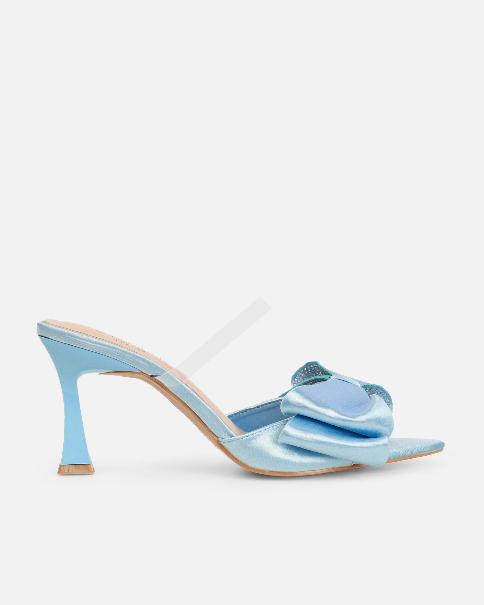 Navina Blue Satin Diamante Bow Sandals