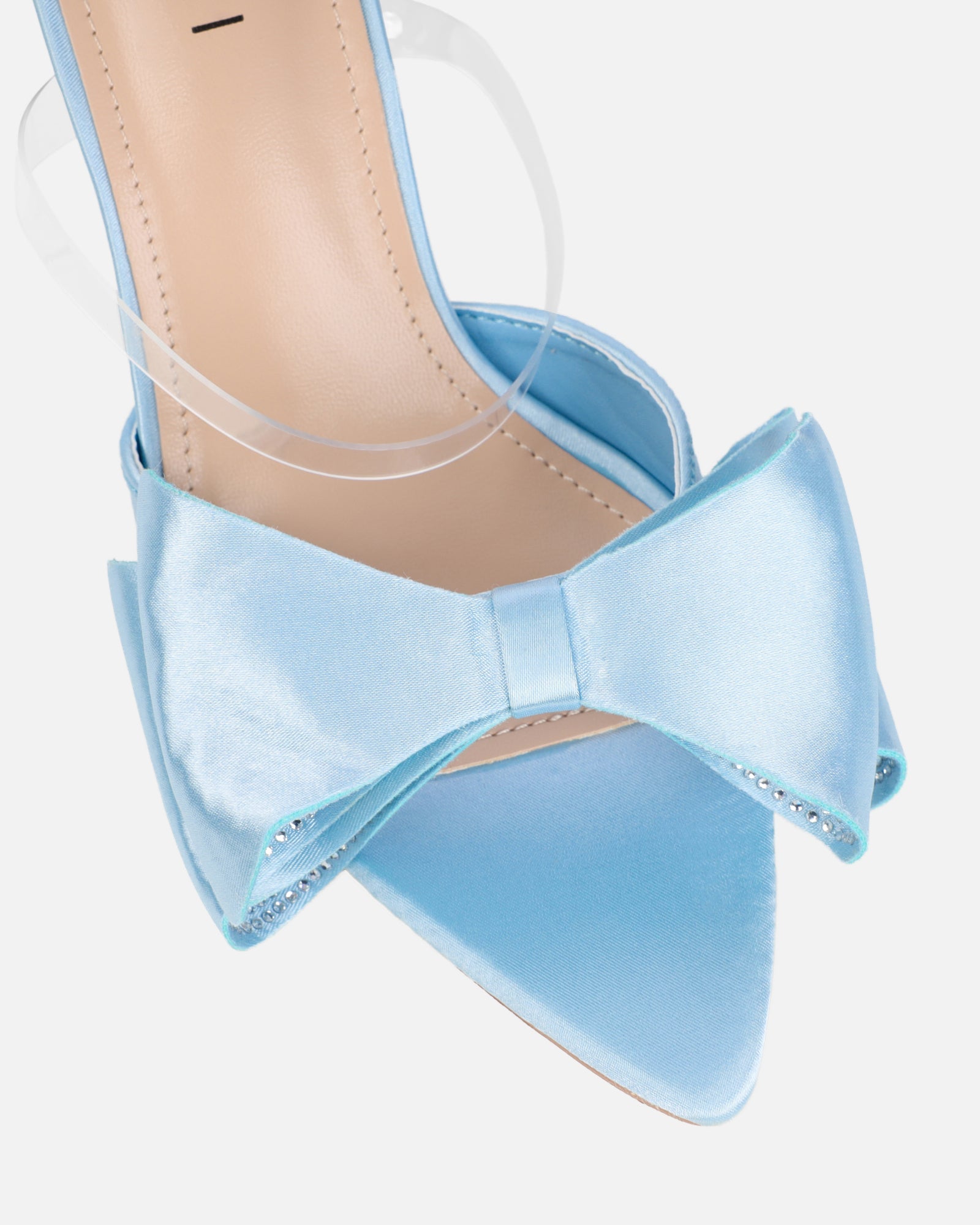 Navina Blue Satin Diamante Bow Sandals
