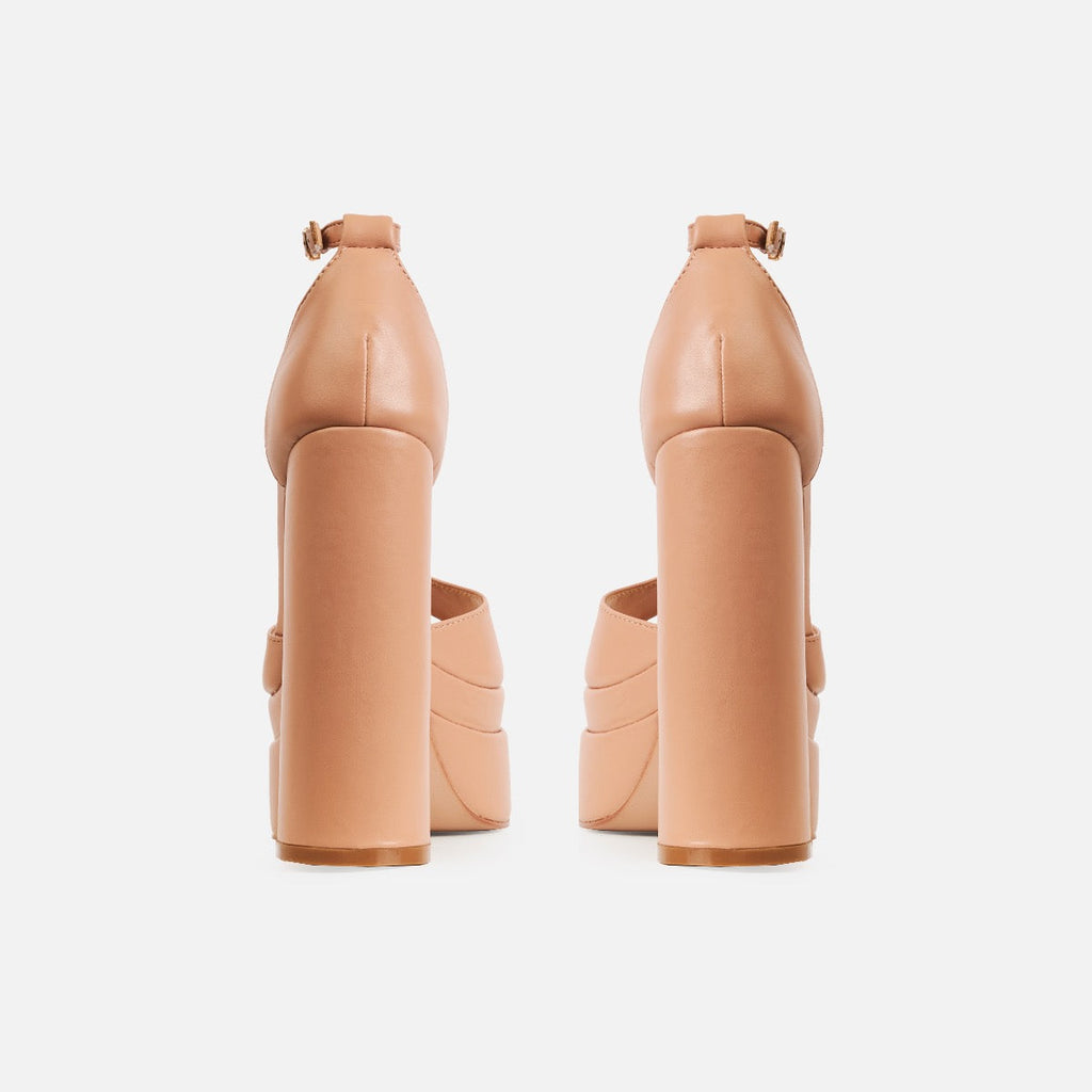 Eira Wide Fit Nude Platform Block Heels