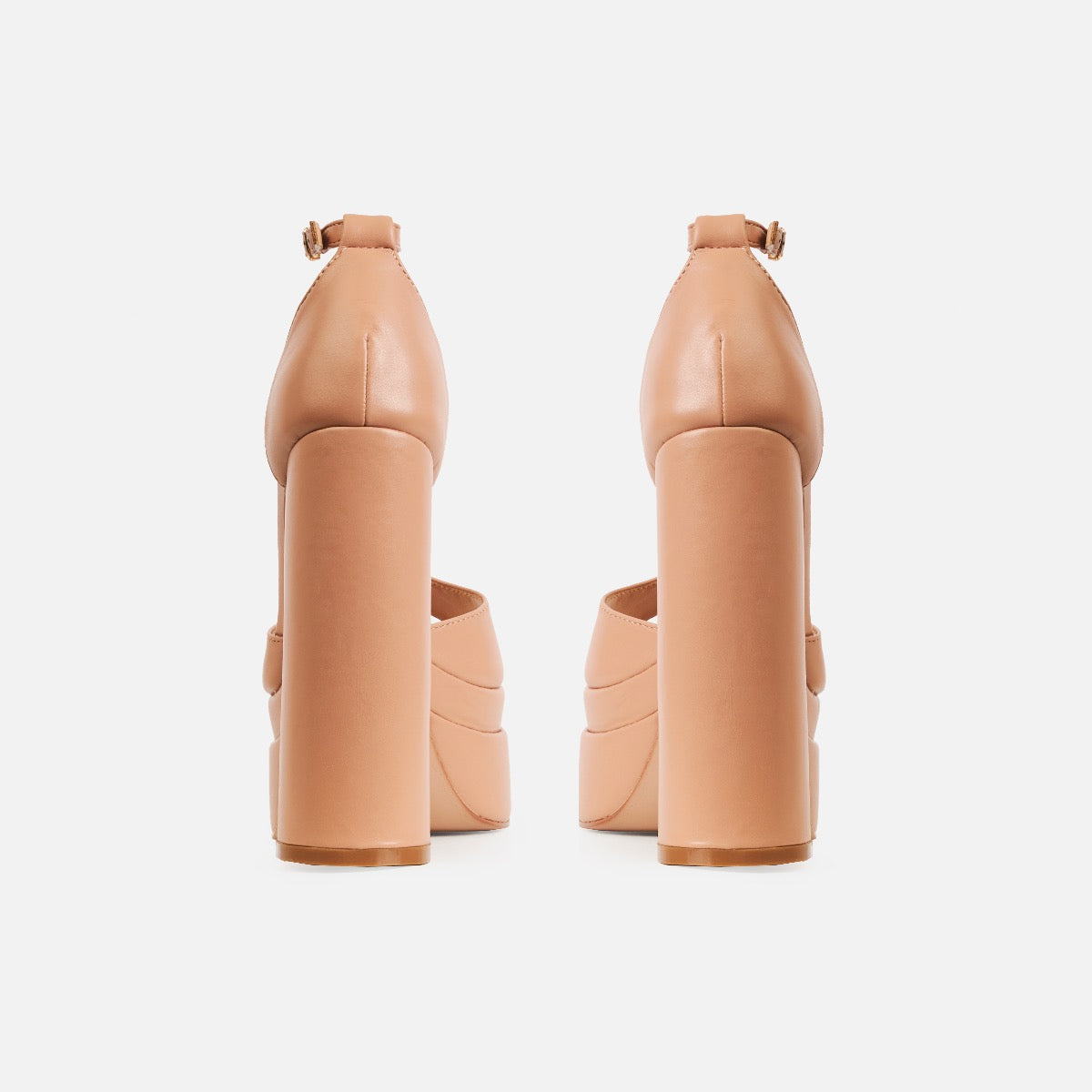 Eira Wide Fit Nude Platform Block Heels