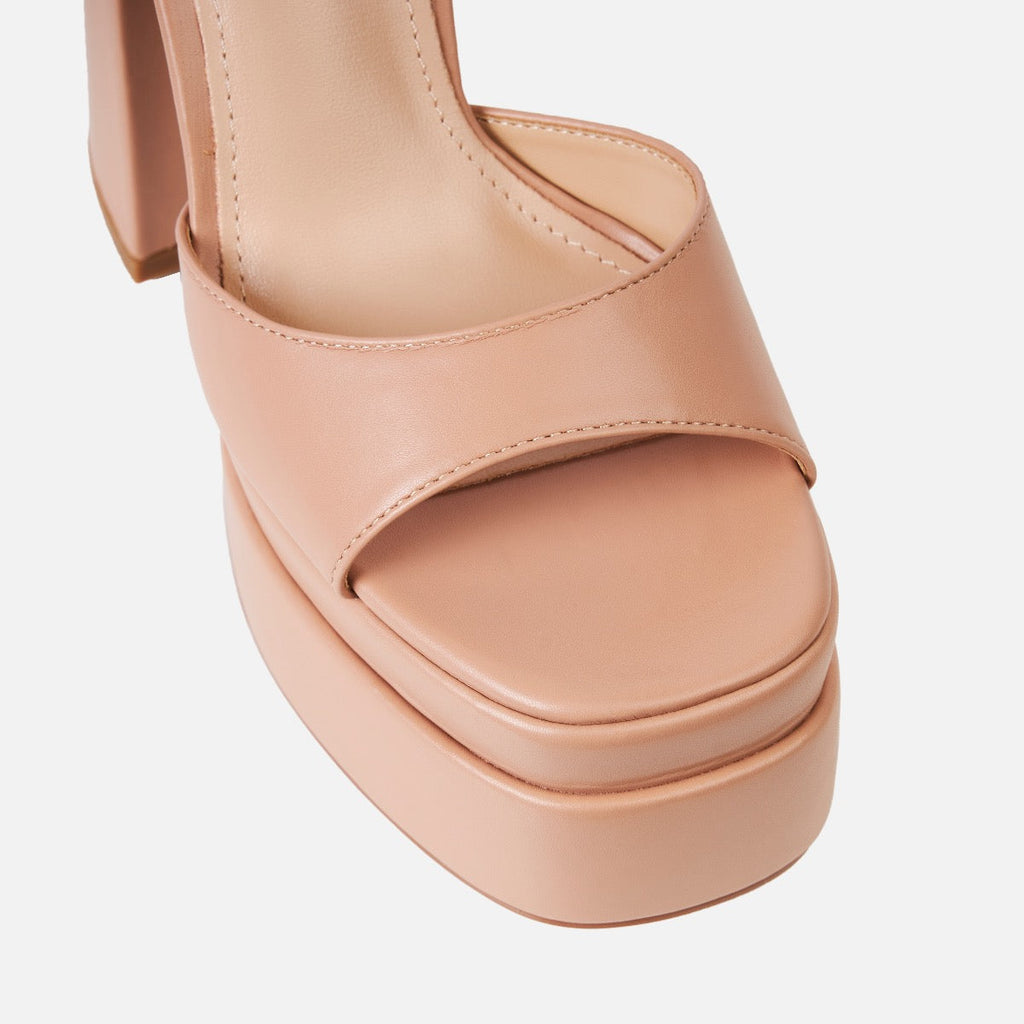 Eira Wide Fit Nude Platform Block Heels