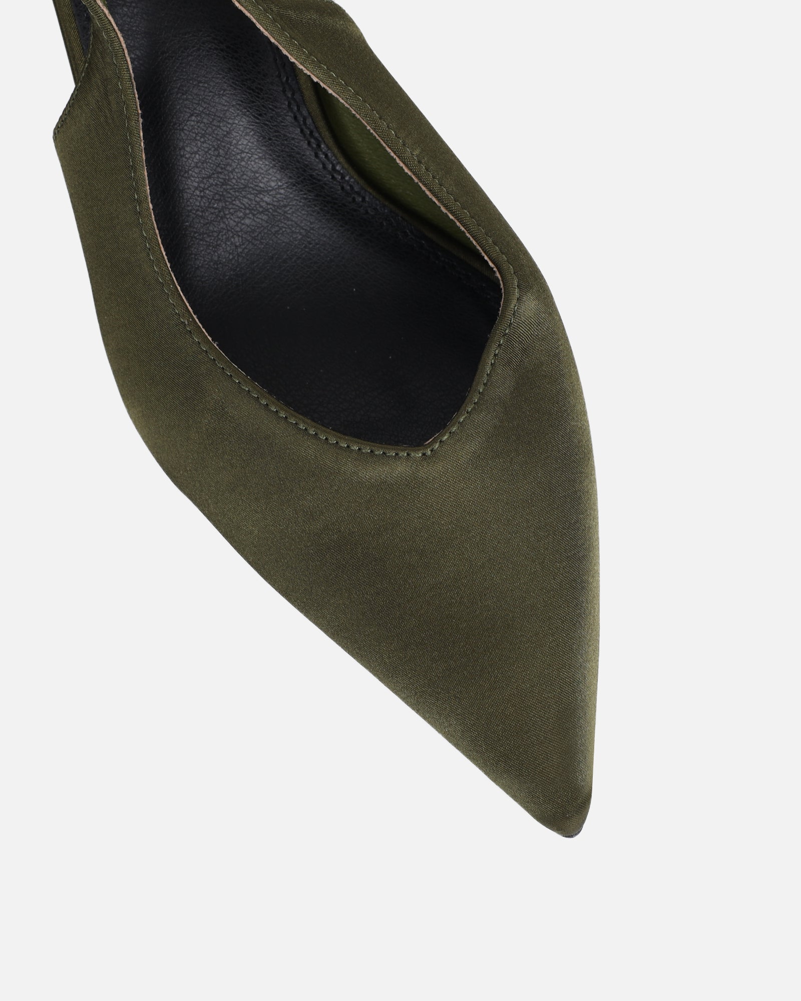 Sonika Khaki Satin Strappy Slingback Court Shoes