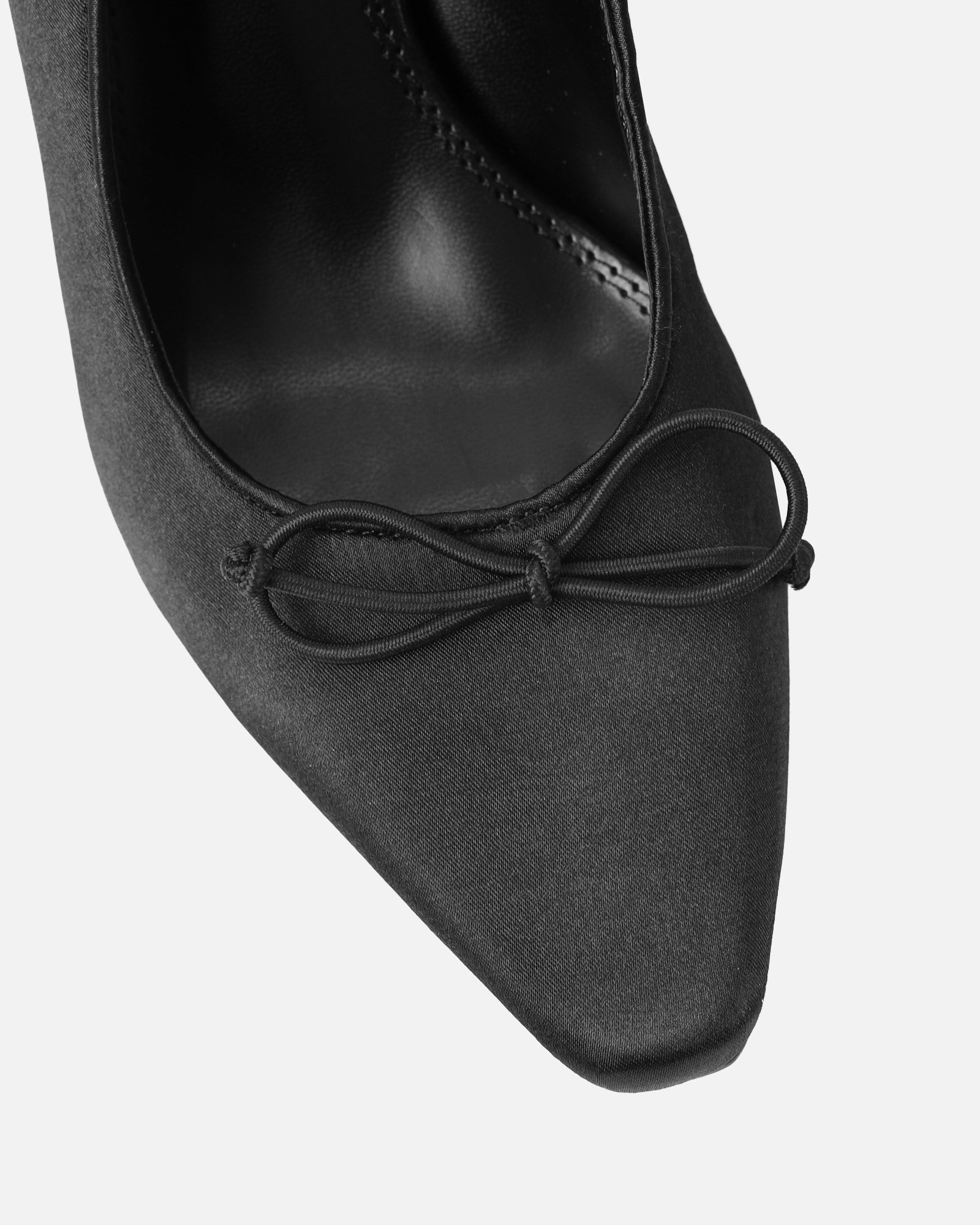 Trinnie Black Satin Lace Up Ballet Mid Heels