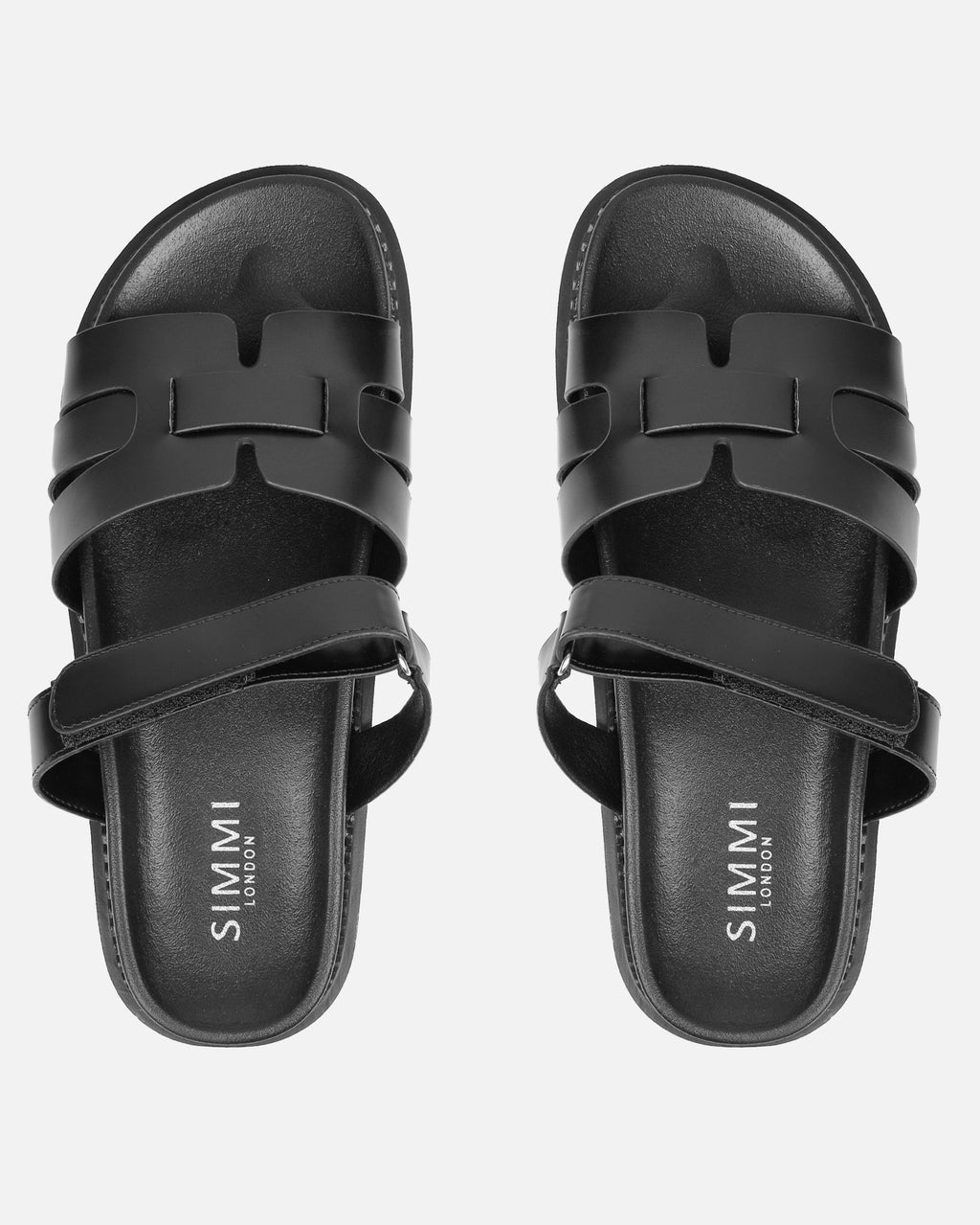 Adelle Black Chunky Strap Footbed Slides