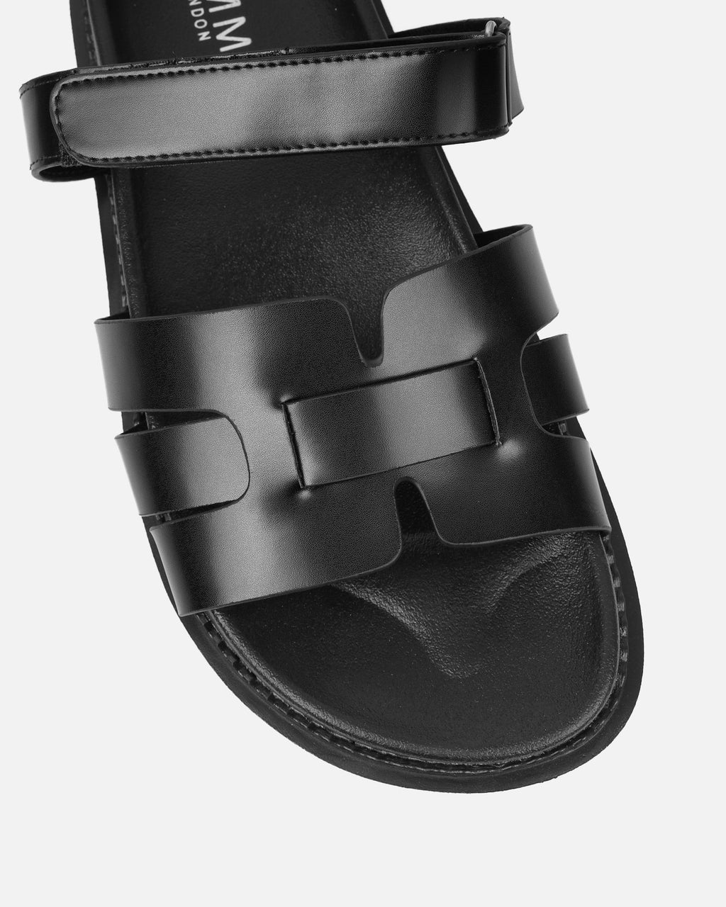 Adelle Black Chunky Strap Footbed Slides