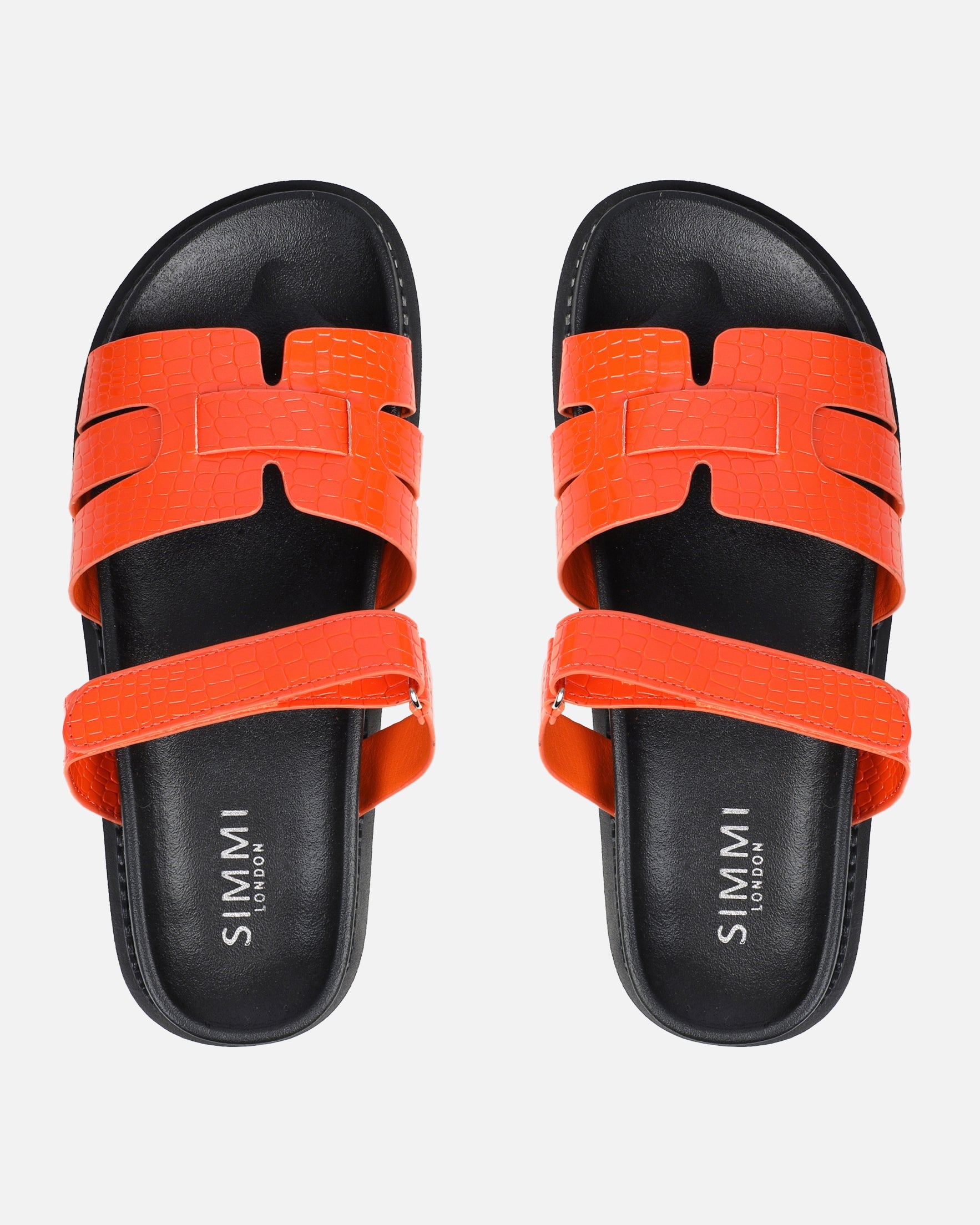 Adelle Orange Croc Chunky Footbed Slides
