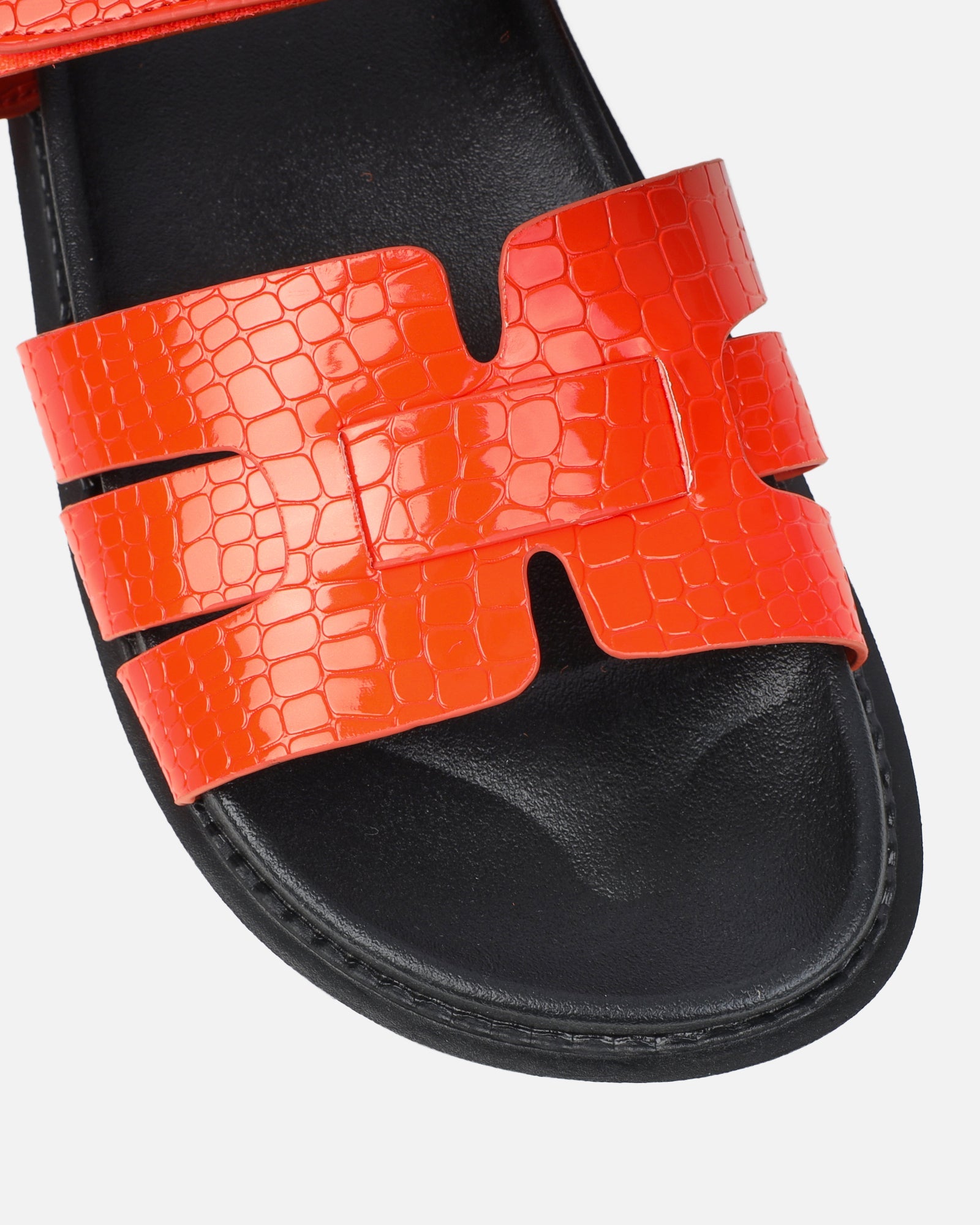 Adelle Orange Croc Chunky Footbed Slides