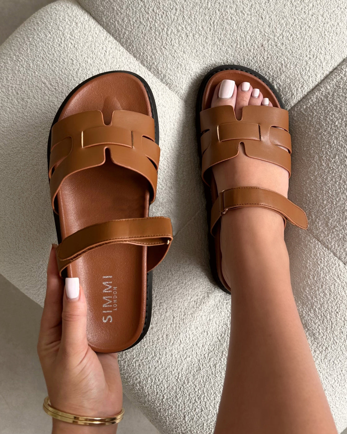 Adelle Tan Chunky Footbed Slides