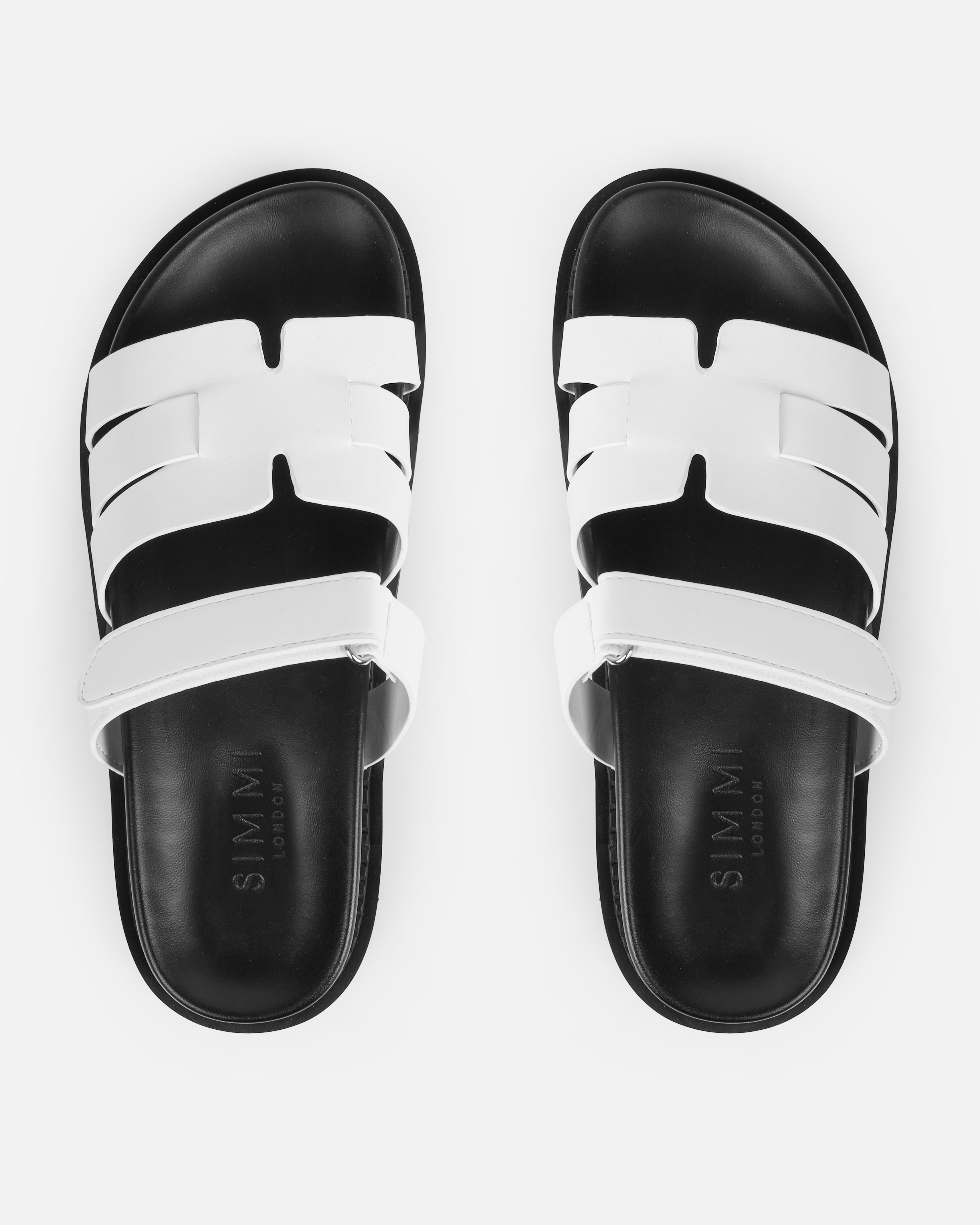 Adelle White Chunky Velcro Strap Flat Sandals