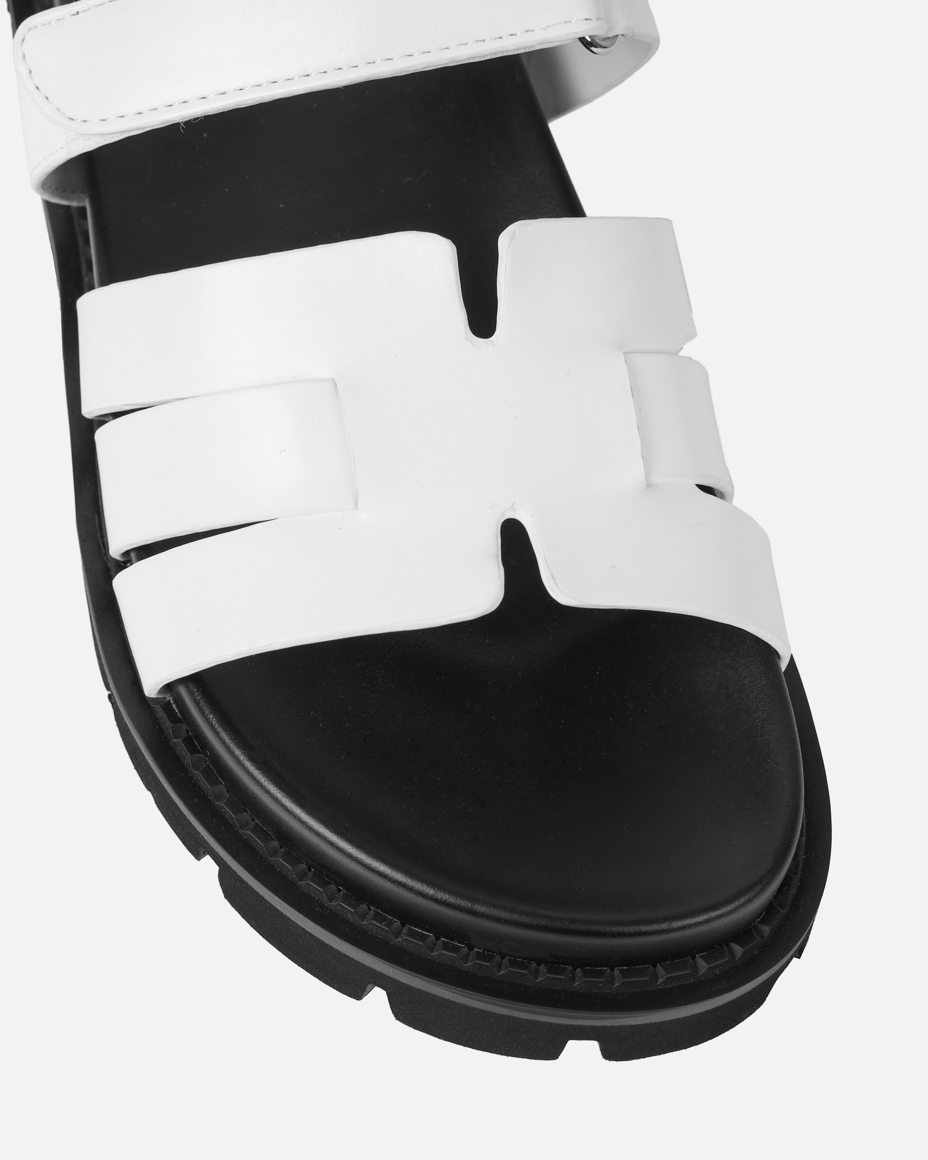 Adelle White Chunky Velcro Strap Flat Sandals