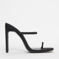Cyan Black Snake Toe Loop Slim Block Heels