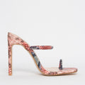 Cyan Pink Snake Toe Loop Slim Block Heels