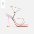 Asmara Wide Fit Pink Faux Snake Print Diamante Toggle Heels