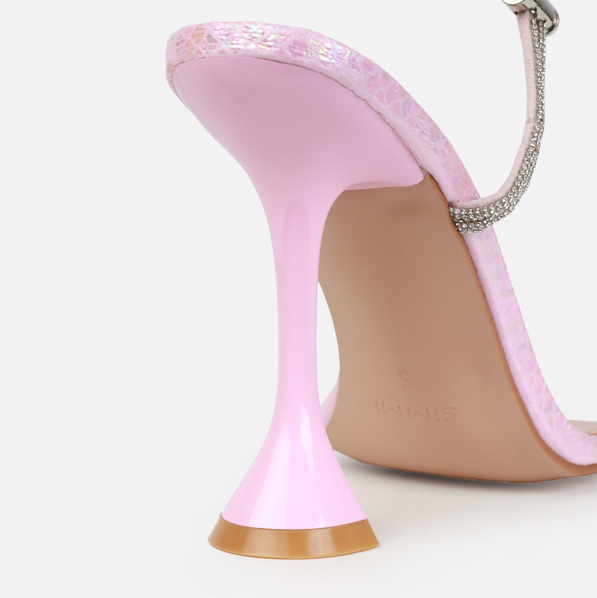 Asmara Wide Fit Pink Faux Snake Print Diamante Toggle Heels