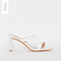 Dalla Wide Fit White Snake Print Mid Heel Mules