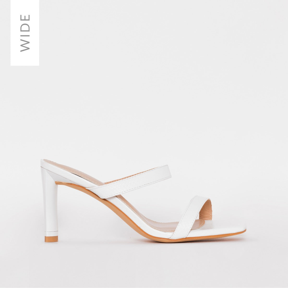 Dalla Wide Fit White Snake Print Mid Heel Mules