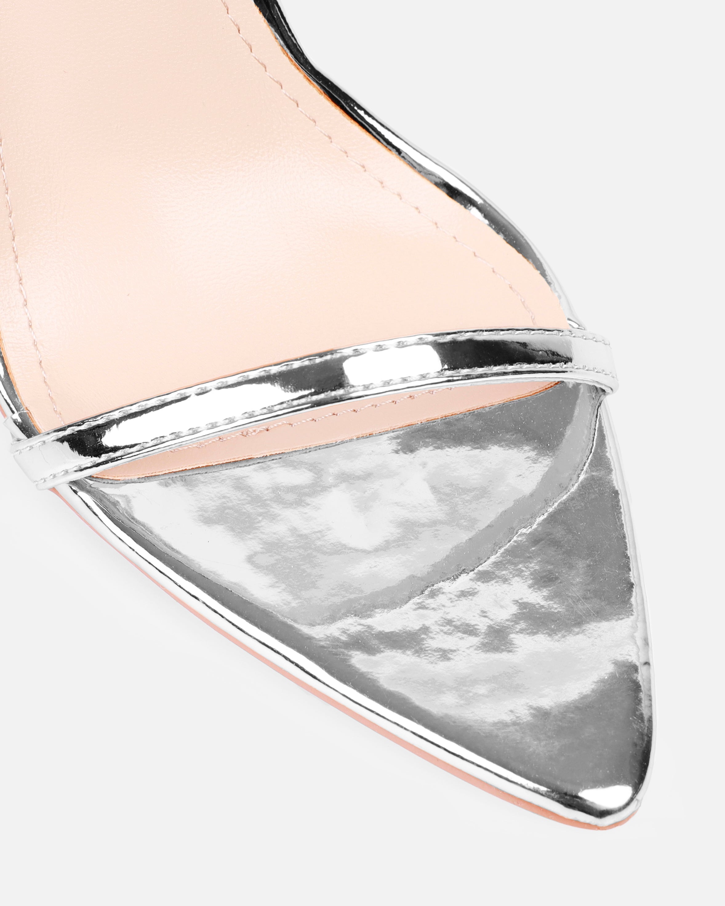 Icey Wide Fit Silver Diamante Block Heels