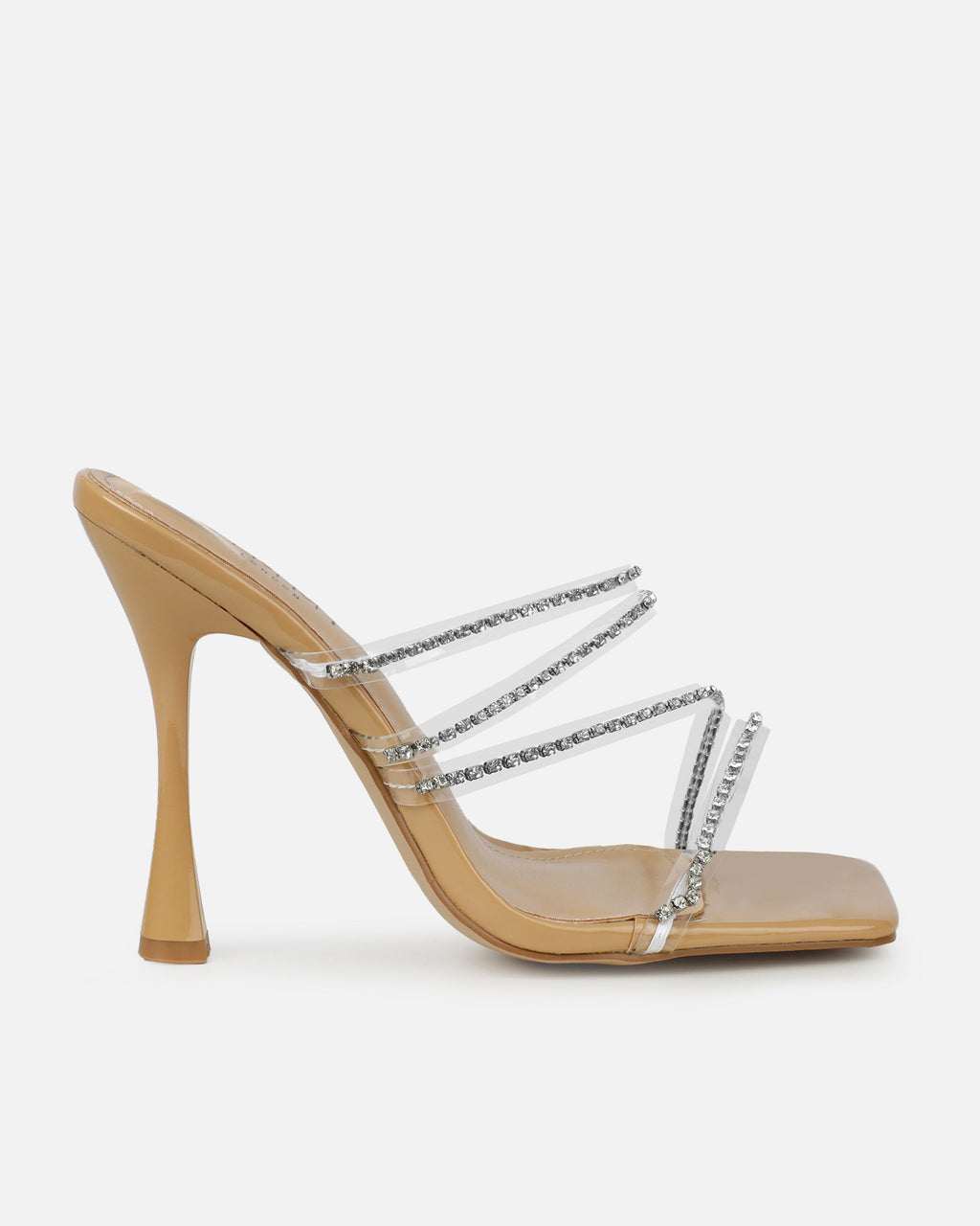 Jeyda Wide Fit Clear Nude Diamante Heels