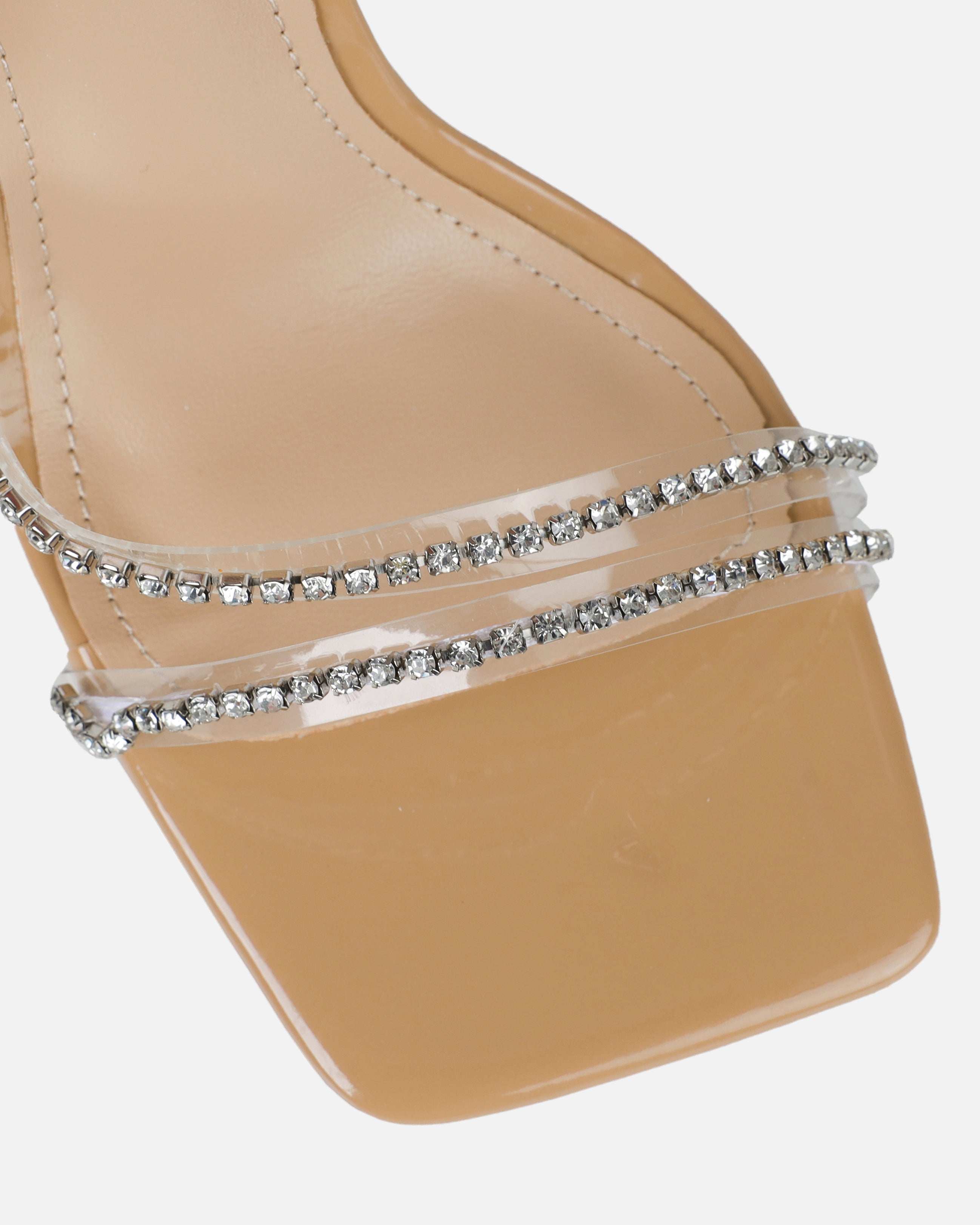 Jeyda Wide Fit Clear Nude Diamante Heels