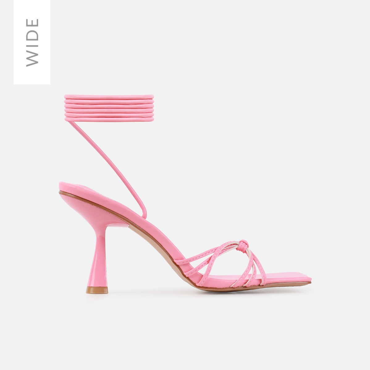 Alami Wide Fit Pink Lace Up Mid Heels
