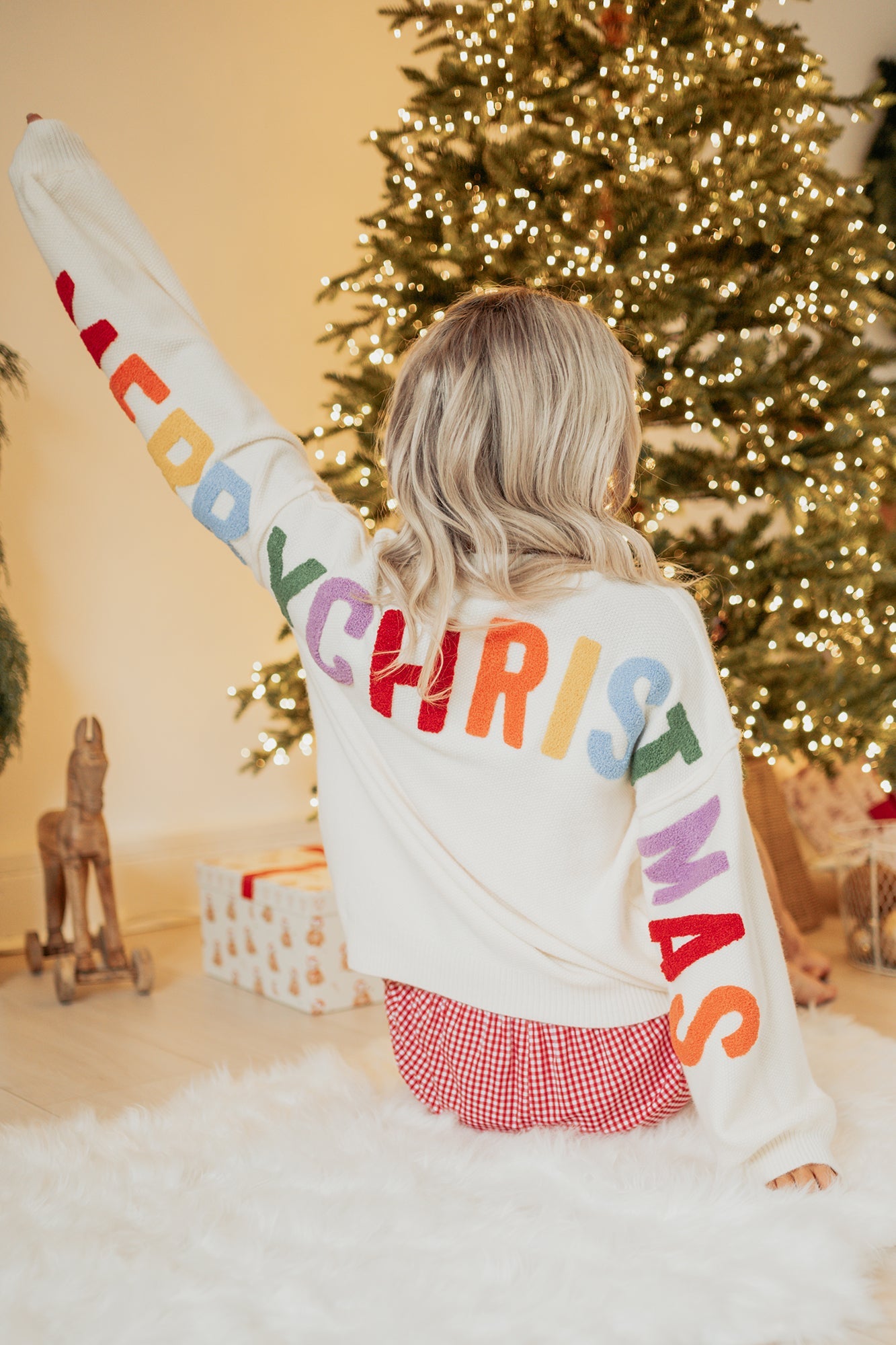 "Ho Ho Ho" Mello Christmas Patch Cardigan (Ivory)