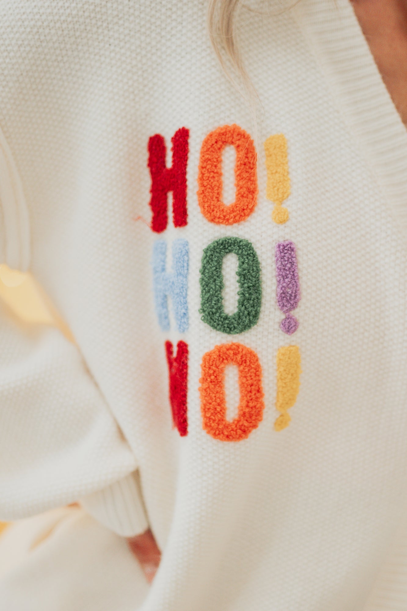 "Ho Ho Ho" Mello Christmas Patch Cardigan (Ivory)