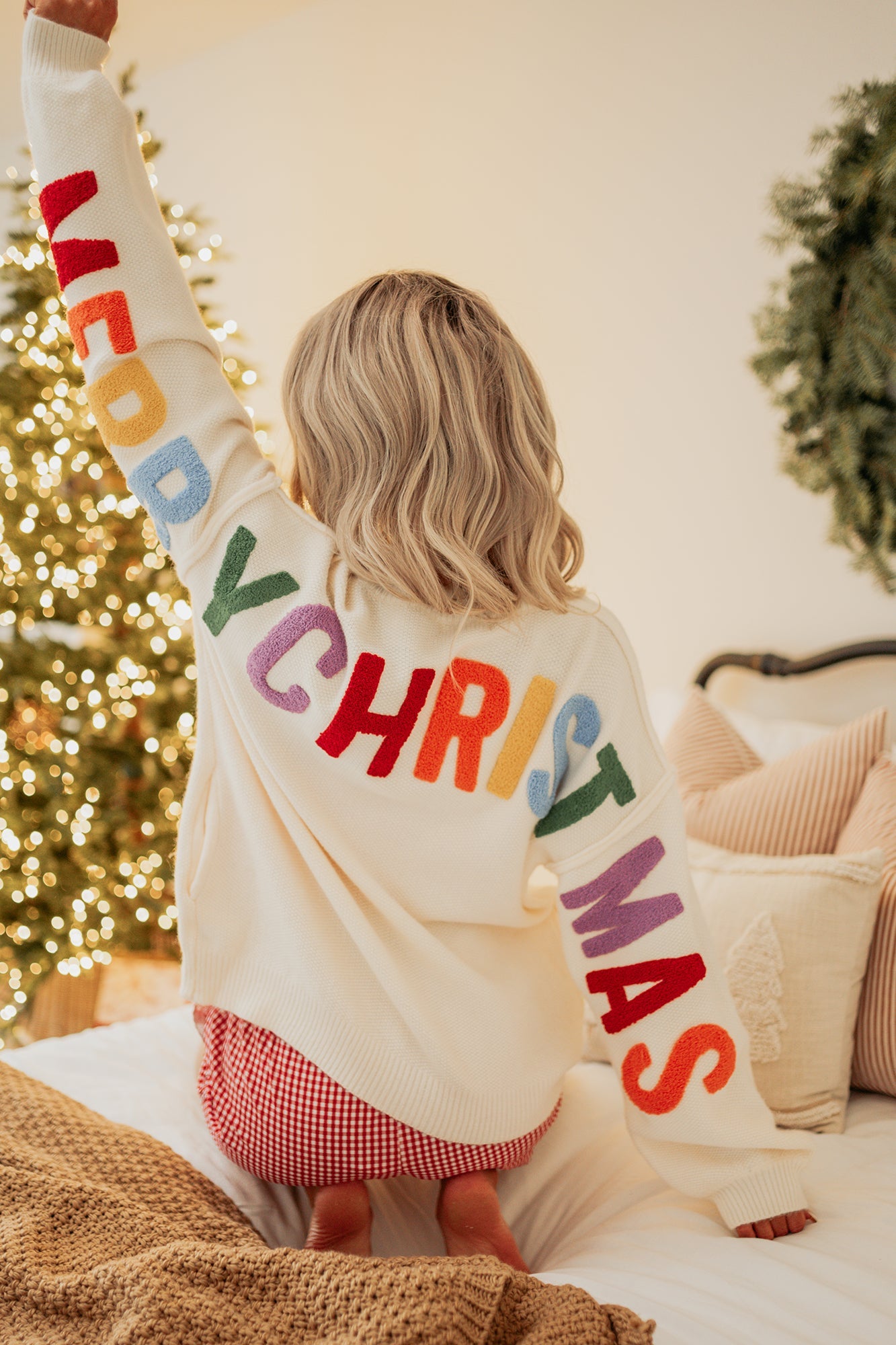 "Ho Ho Ho" Mello Christmas Patch Cardigan (Ivory)