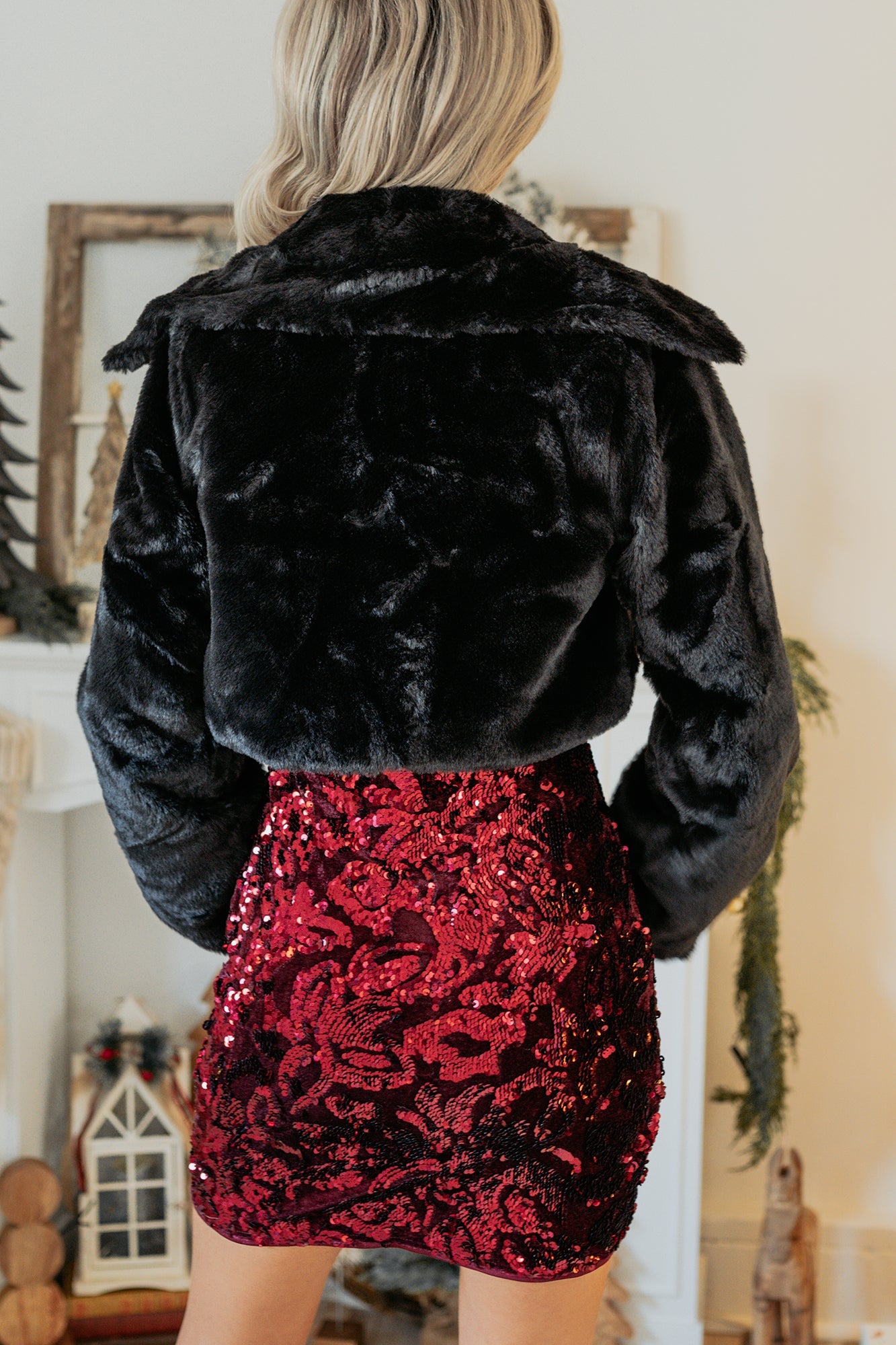 Above The Competition Faux Fur Jacket (Black)